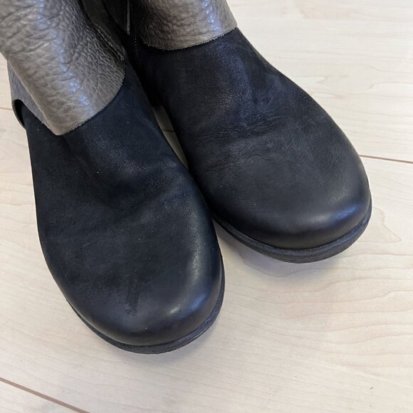 MJUS Knee High Black Suede Boots With Grey Harness Detail Sz 40 - Picture 6 of 12